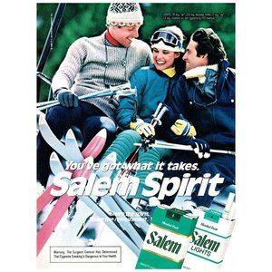 1984 Salem Spirit You've Got What It Takes Vintage Print Ad Skiing Chairlift Art